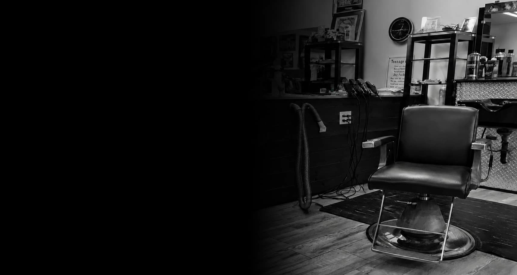 Classic barber chair and station inside Kenyon Barber Shop in Kenyon, MN